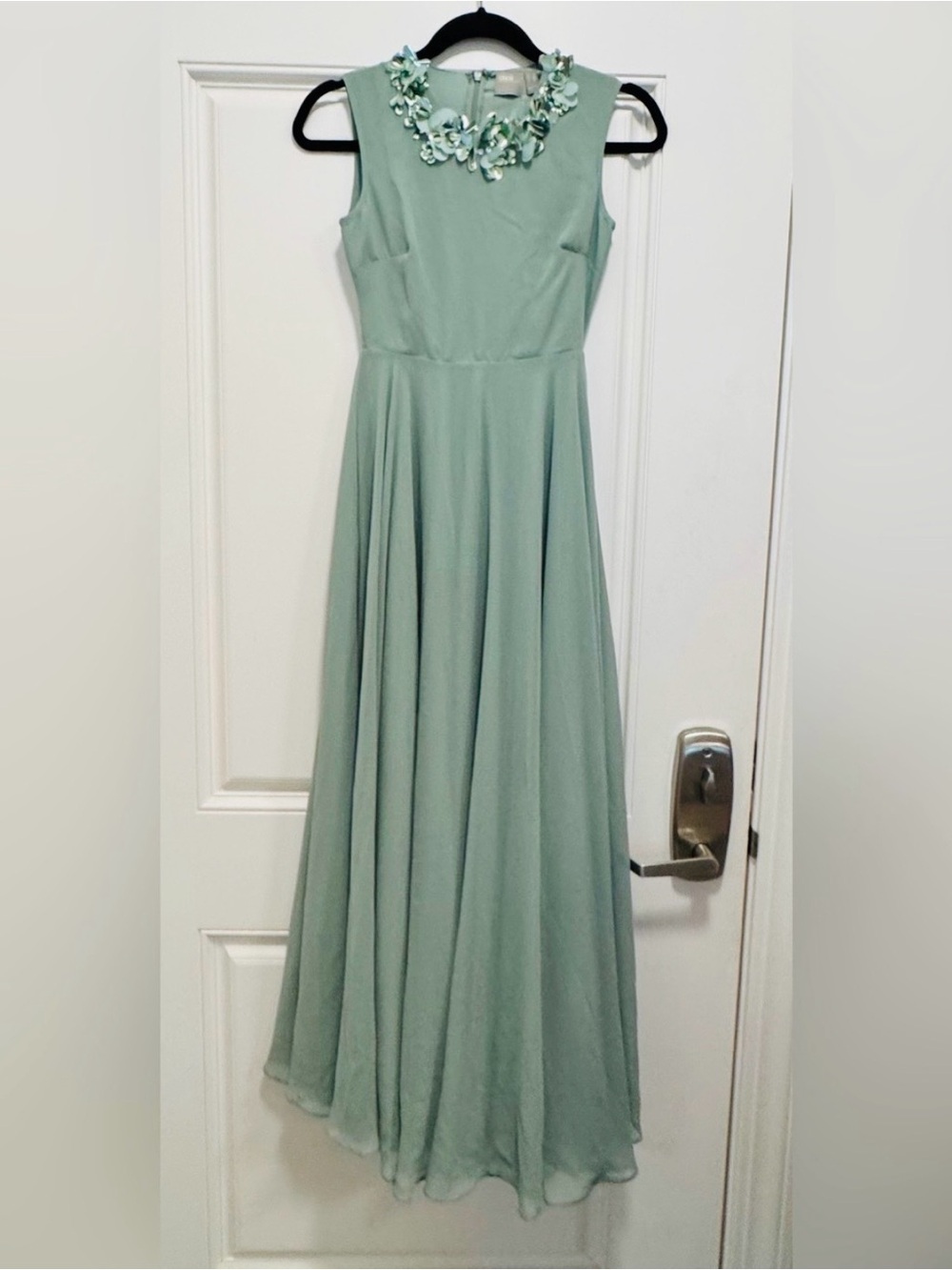 ASOS Mint Green Sleeveless Maxi Dress with Floral Neckline